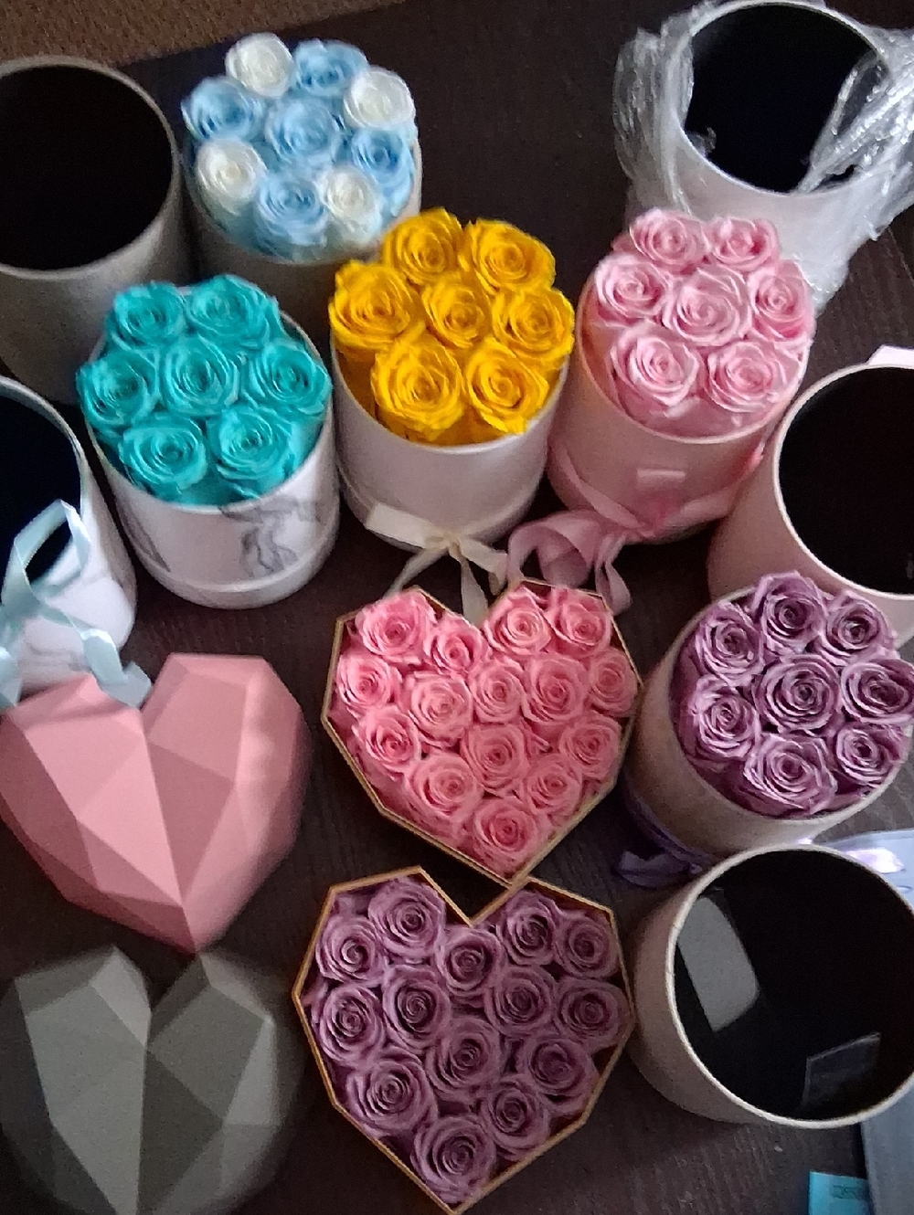 Mother’s Day  Preserved Rose Boxes Pink, Purple, Yellow, Teal, furever rose